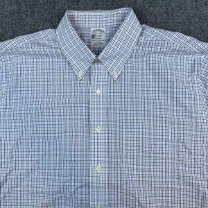 Brooks Brothers Regent Fit Non Iron‎ Cotton Gingham Check Shirt Mens 17.5x34